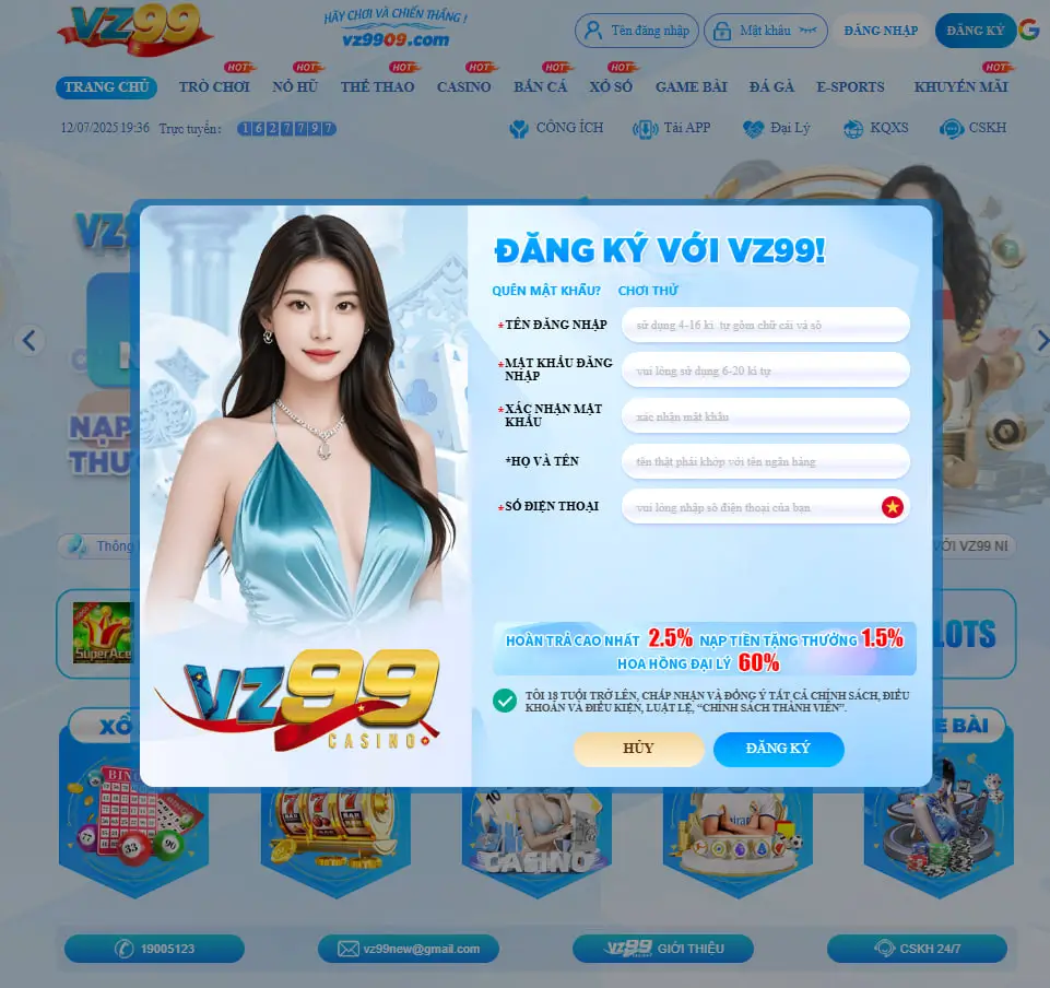 TRANG CHỦ 8 hướng dẫn đăng ký tài khoản cho anh em mới tham gia vz99